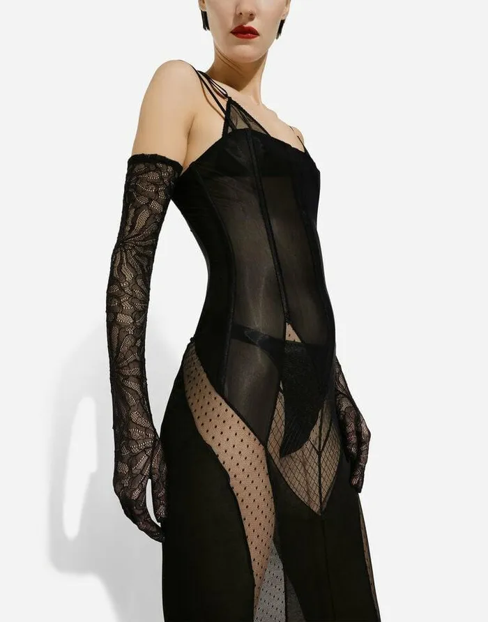 Dolce and Gabbana Dresses Women Strapless Lace Patchwork Dress Black Dolce and Gabbana Dresses Women Strapless Lace Patchwork Dress Black