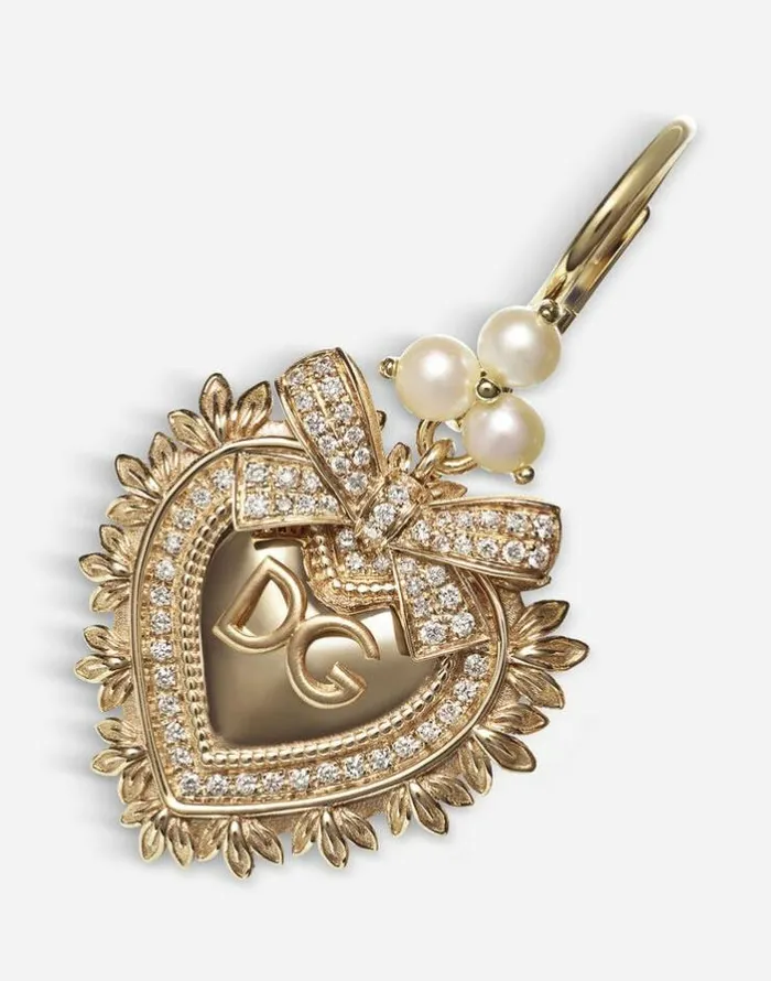Dolce and Gabbana Earrings Women Devotion Earrings In Yellow Gold With Diamonds And Pearls Yellow Gold Dolce and Gabbana Earrings Women Devotion Earrings In Yellow Gold With Diamonds And Pearls Yellow Gold