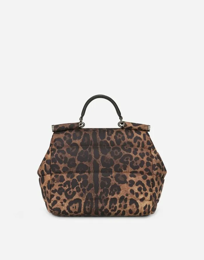 Dolce and Gabbana Handbags WomenMen Leopardprint Sicily Crossbody Bag In Quilted Nylon Leo Print