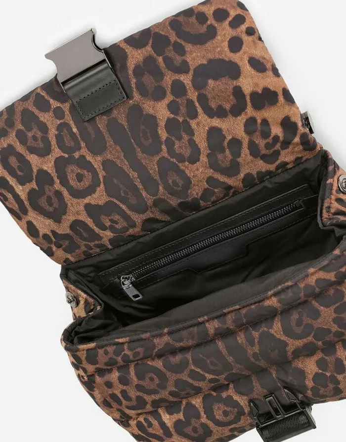 Dolce and Gabbana Handbags WomenMen Leopardprint Sicily Crossbody Bag In Quilted Nylon Leo Print