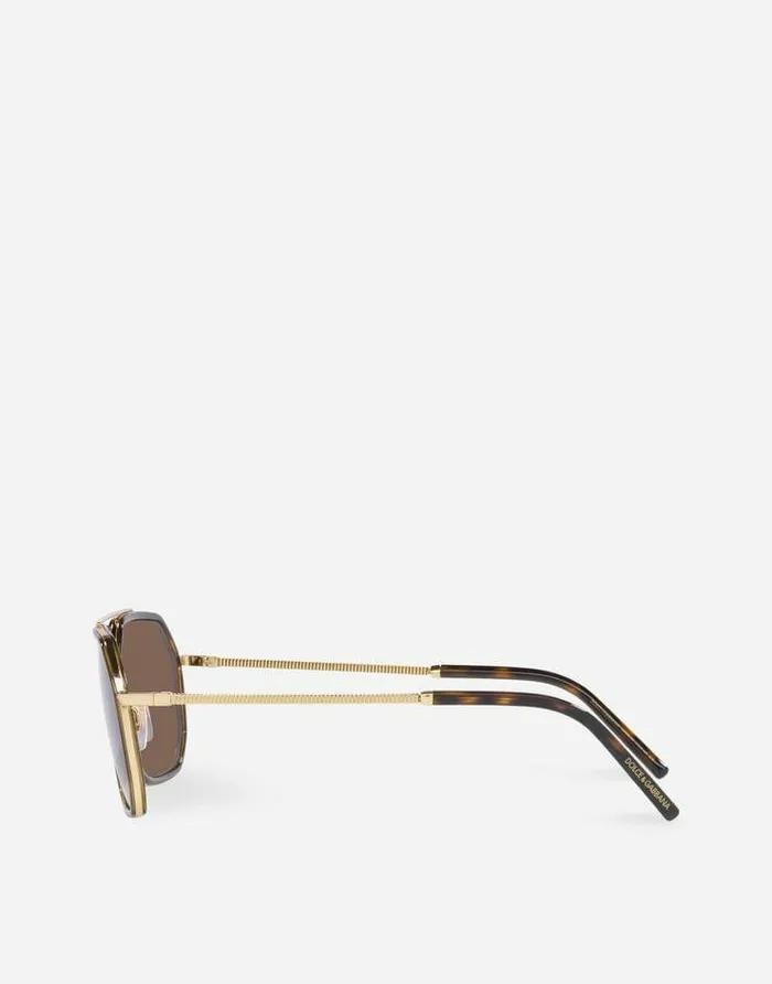 Dolce and Gabbana Icons Men Gros Grain Sunglasses Gold And Havana Dolce and Gabbana Icons Men Gros Grain Sunglasses Gold And Havana