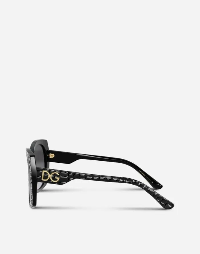 Dolce and Gabbana Icons Women Print Family Sunglasses Black Crocodile Effect Dolce and Gabbana Icons Women Print Family Sunglasses Black Crocodile Effect