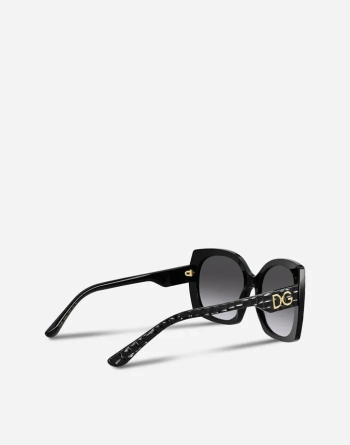 Dolce and Gabbana Icons Women Print Family Sunglasses Black Crocodile Effect Dolce and Gabbana Icons Women Print Family Sunglasses Black Crocodile Effect