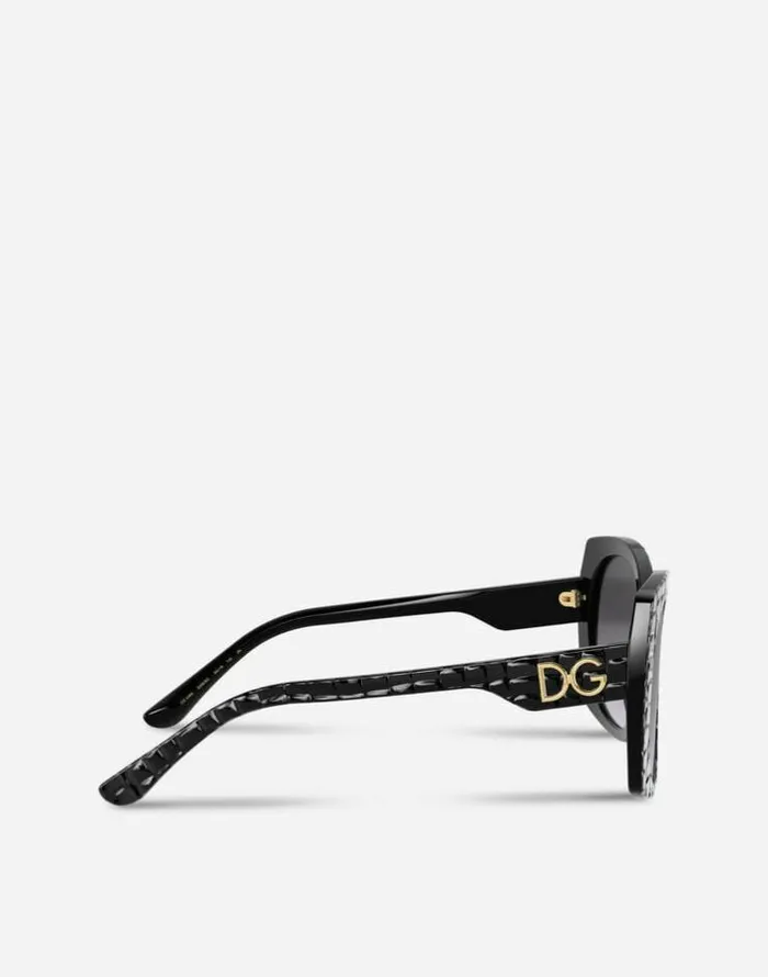 Dolce and Gabbana Icons Women Print Family Sunglasses Black Crocodile Effect Dolce and Gabbana Icons Women Print Family Sunglasses Black Crocodile Effect