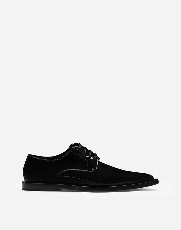 Dolce and Gabbana LaceUps Men Patent Leather Derby Shoes Black