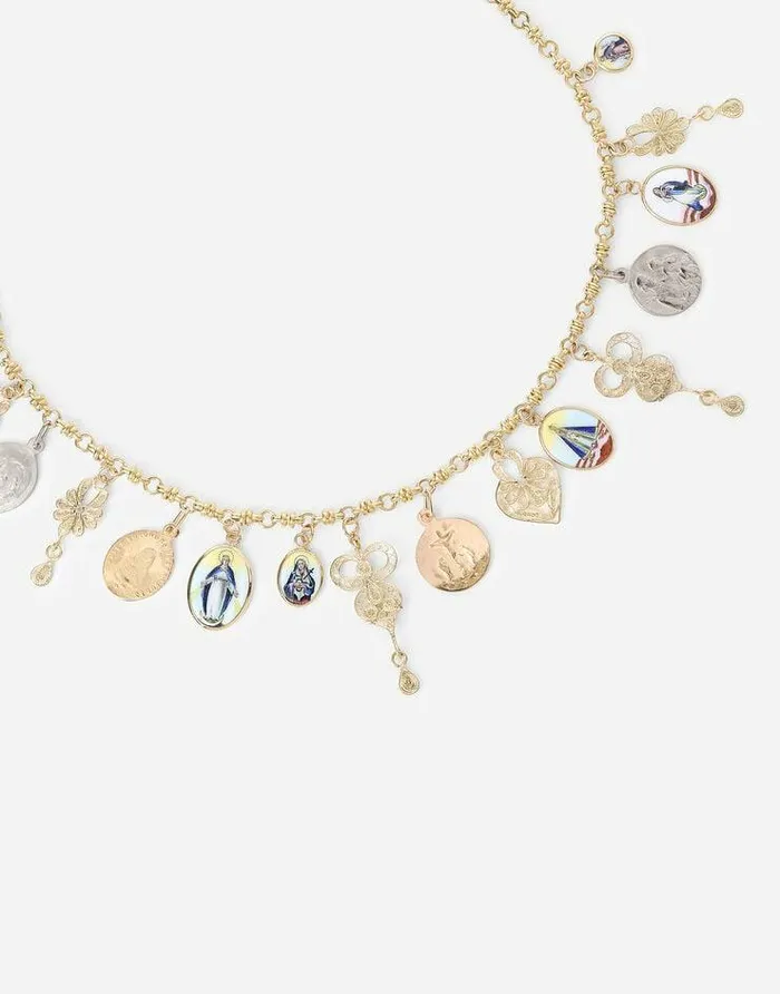 Dolce and Gabbana Necklaces Women DD Necklace In Yellow 18kt Gold With Antique Ceramic Miniatures Gold Dolce and Gabbana Necklaces Women DD Necklace In Yellow 18kt Gold With Antique Ceramic Miniatures Gold