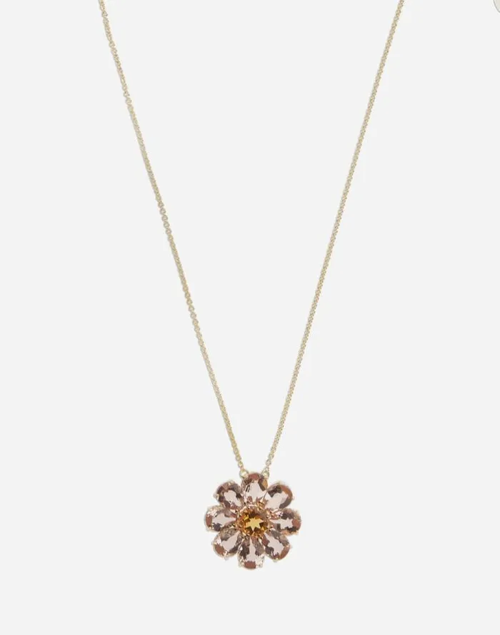 Dolce and Gabbana Necklaces Women Necklace With Red Gold Flower Pendant Gold Dolce and Gabbana Necklaces Women Necklace With Red Gold Flower Pendant Gold