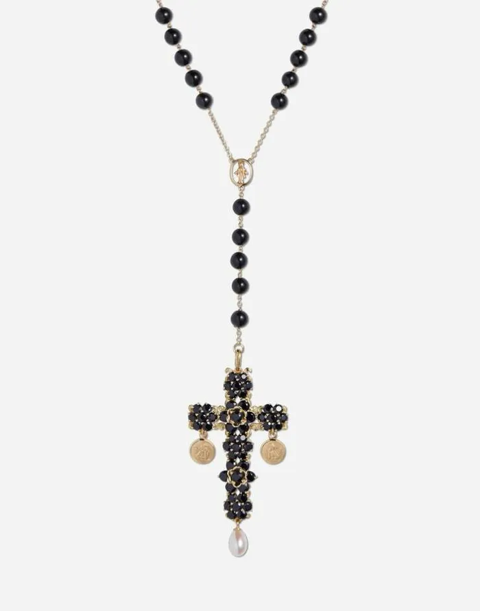 Dolce and Gabbana Necklaces Women Tradition Rosary In Yellow Gold Black Sapphires Gold Dolce and Gabbana Necklaces Women Tradition Rosary In Yellow Gold Black Sapphires Gold