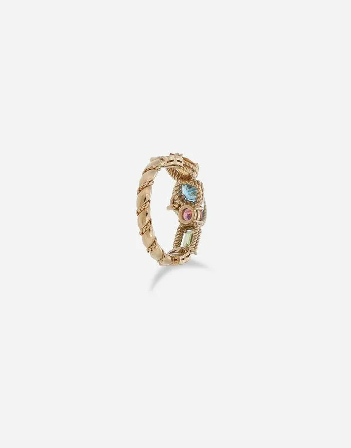 Dolce and Gabbana Rings Women 18 Kt Yellow Gold Ring With Multicolor Fine Gemstones Yellow Gold Dolce and Gabbana Rings Women 18 Kt Yellow Gold Ring With Multicolor Fine Gemstones Yellow Gold