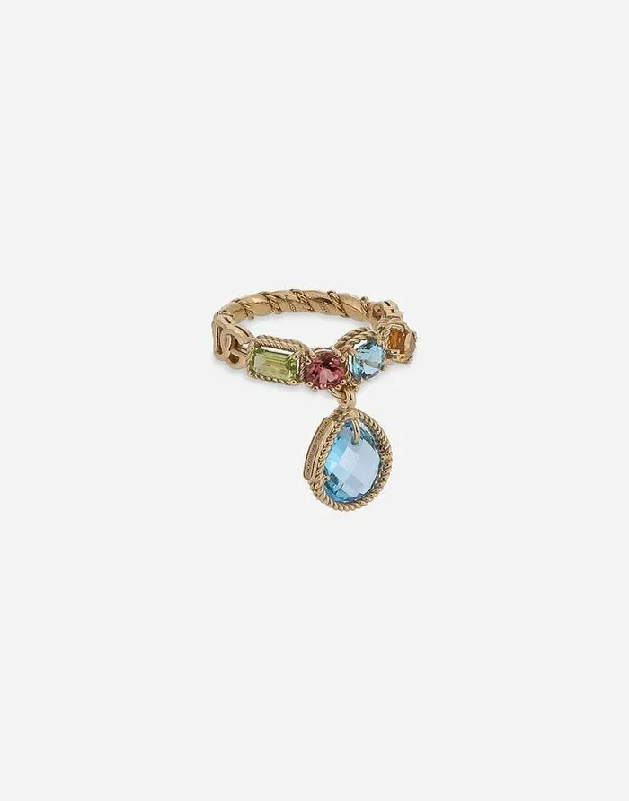 Dolce and Gabbana Rings Women 18 Kt Yellow Gold Ring With Multicolor Fine Gemstones Yellow Gold Dolce and Gabbana Rings Women 18 Kt Yellow Gold Ring With Multicolor Fine Gemstones Yellow Gold