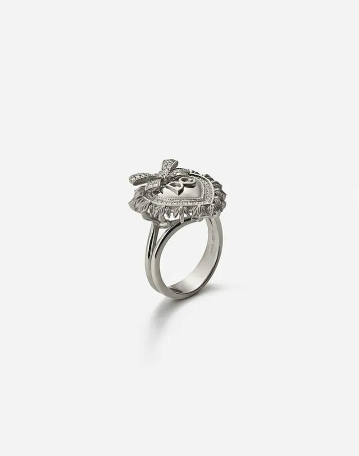Dolce and Gabbana Rings Women Devotion Ring In White Gold With Diamonds White Gold Dolce and Gabbana Rings Women Devotion Ring In White Gold With Diamonds White Gold