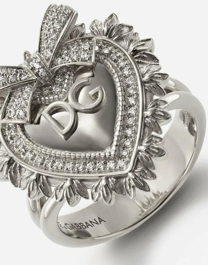Dolce and Gabbana Rings Women Devotion Ring In White Gold With Diamonds White Gold Dolce and Gabbana Rings Women Devotion Ring In White Gold With Diamonds White Gold