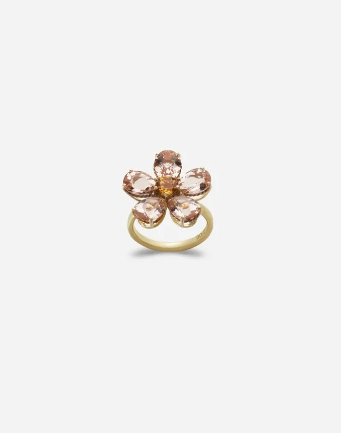 Dolce and Gabbana Rings Women Yellow Gold Ring With Flower Gold