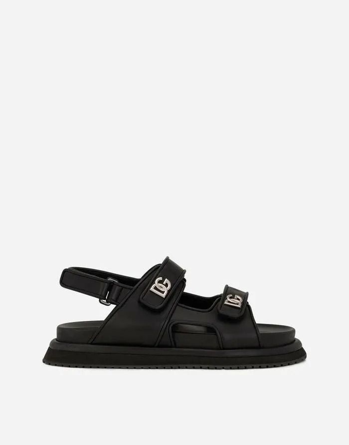 Dolce and Gabbana Sandals And Slides Men Calfskin Nappa Sandals Black