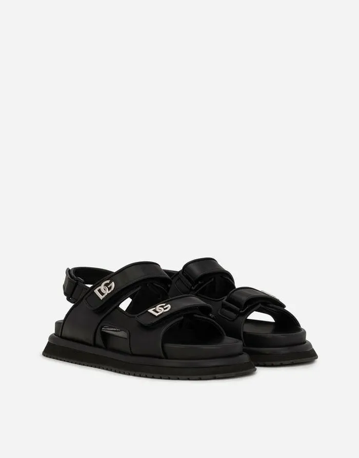 Dolce and Gabbana Sandals And Slides Men Calfskin Nappa Sandals Black Dolce and Gabbana Sandals And Slides Men Calfskin Nappa Sandals Black
