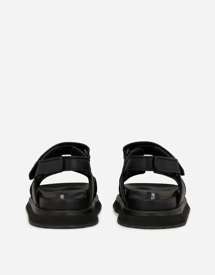Dolce and Gabbana Sandals And Slides Men Calfskin Nappa Sandals Black Dolce and Gabbana Sandals And Slides Men Calfskin Nappa Sandals Black