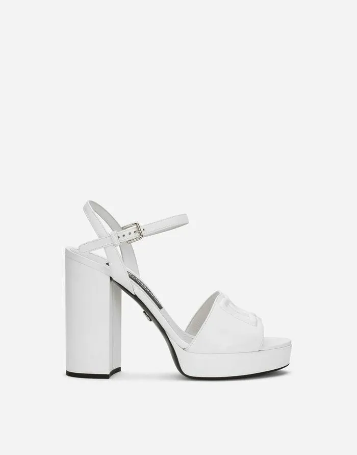 Dolce and Gabbana Sandals And Wedges Women Calfskin Platform Sandals White