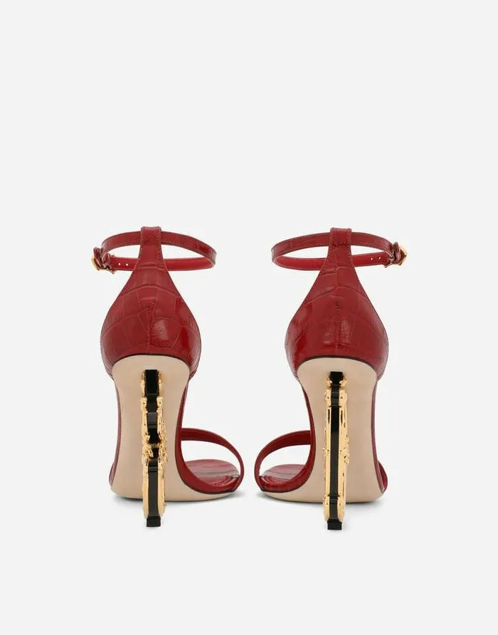Dolce and Gabbana Sandals And Wedges Women Crocodileprint Calfskin Baroque DG Sandals Red Dolce and Gabbana Sandals And Wedges Women Crocodileprint Calfskin Baroque DG Sandals Red