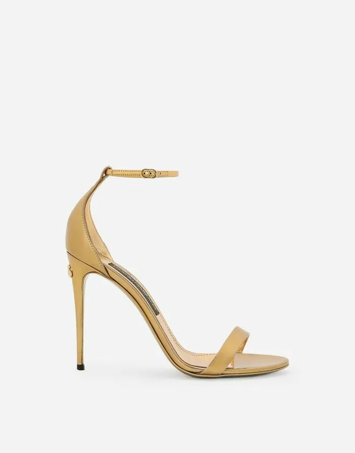 Dolce and Gabbana Sandals And Wedges Women Mirroredeffect Calfskin Sandals Gold Dolce and Gabbana Sandals And Wedges Women Mirroredeffect Calfskin Sandals Gold