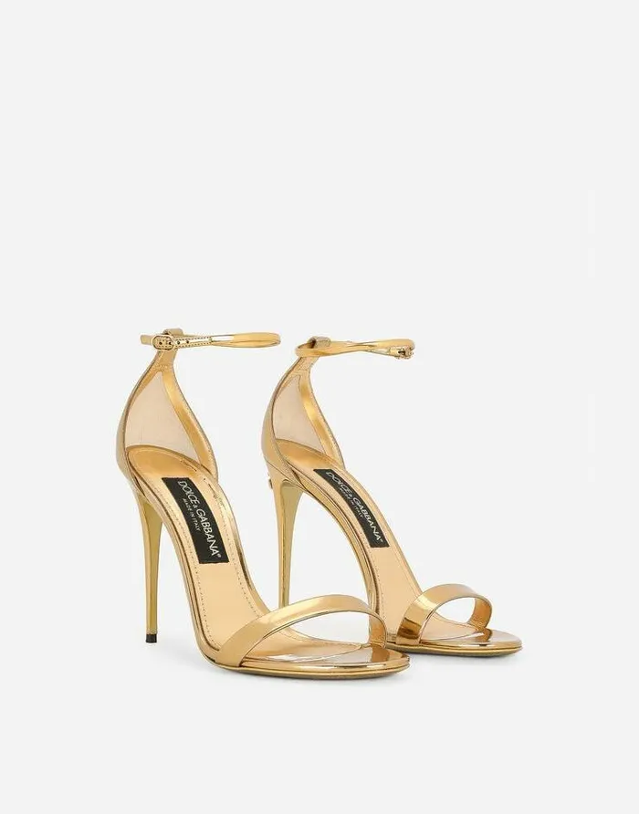 Dolce and Gabbana Sandals And Wedges Women Mirroredeffect Calfskin Sandals Gold Dolce and Gabbana Sandals And Wedges Women Mirroredeffect Calfskin Sandals Gold