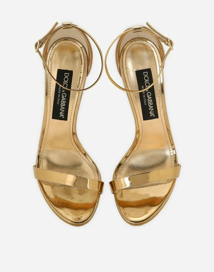 Dolce and Gabbana Sandals And Wedges Women Mirroredeffect Calfskin Sandals Gold Dolce and Gabbana Sandals And Wedges Women Mirroredeffect Calfskin Sandals Gold