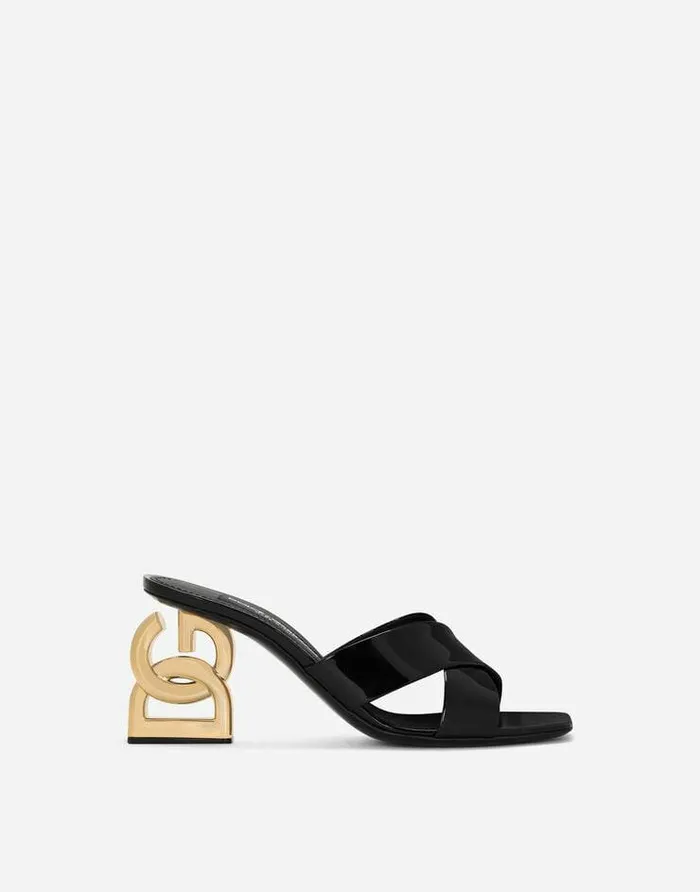 Dolce and Gabbana Sandals And Wedges Women Patent Leather 35 Mules Black