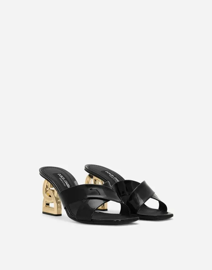 Dolce and Gabbana Sandals And Wedges Women Patent Leather 35 Mules Black Dolce and Gabbana Sandals And Wedges Women Patent Leather 35 Mules Black
