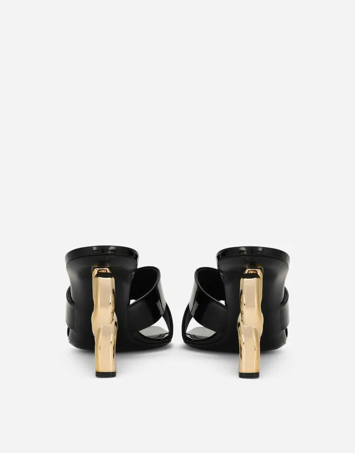 Dolce and Gabbana Sandals And Wedges Women Patent Leather 35 Mules Black Dolce and Gabbana Sandals And Wedges Women Patent Leather 35 Mules Black