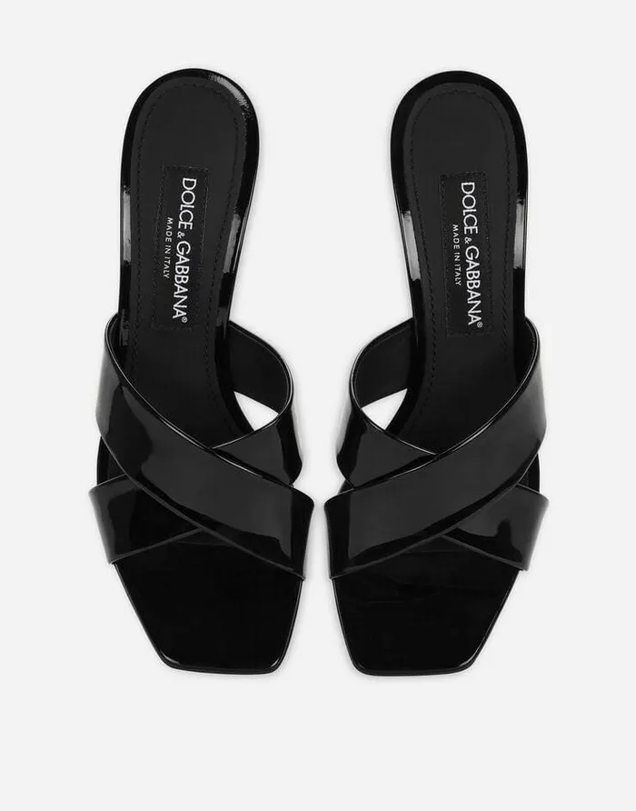 Dolce and Gabbana Sandals And Wedges Women Patent Leather 35 Mules Black Dolce and Gabbana Sandals And Wedges Women Patent Leather 35 Mules Black