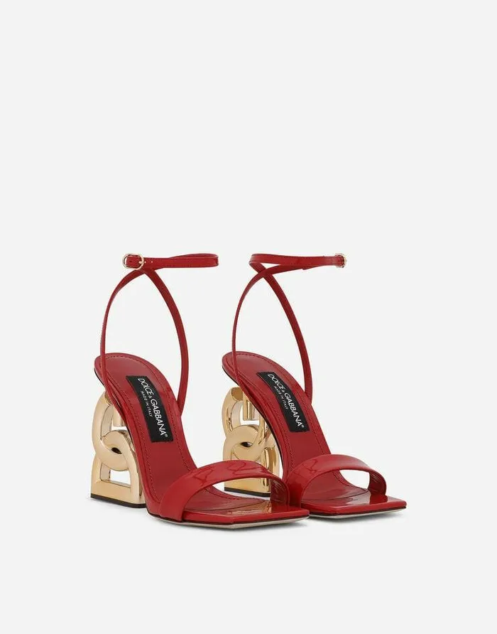 Dolce and Gabbana Sandals And Wedges Women Patent Leather Sandals With 35 Heel Red Dolce and Gabbana Sandals And Wedges Women Patent Leather Sandals With 35 Heel Red
