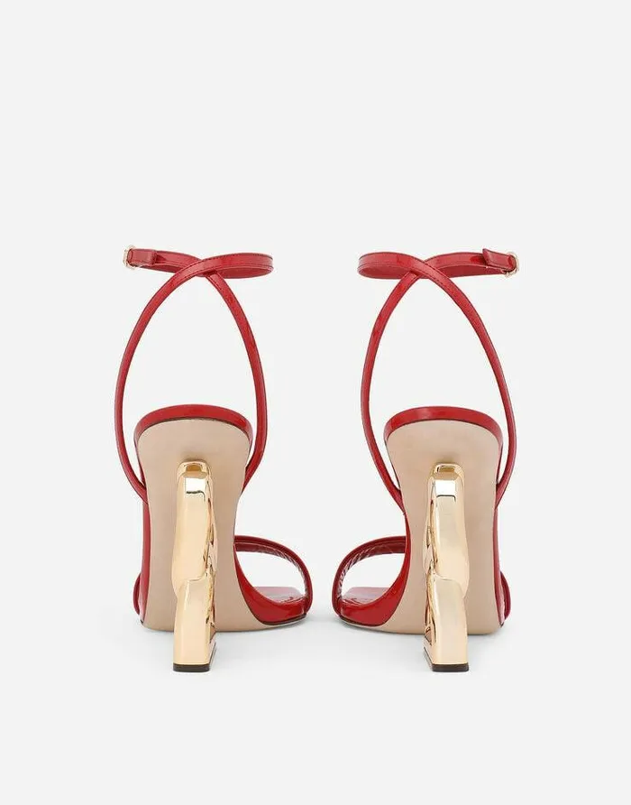 Dolce and Gabbana Sandals And Wedges Women Patent Leather Sandals With 35 Heel Red Dolce and Gabbana Sandals And Wedges Women Patent Leather Sandals With 35 Heel Red