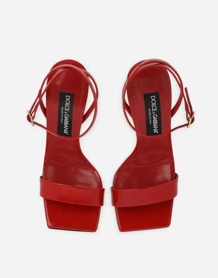 Dolce and Gabbana Sandals And Wedges Women Patent Leather Sandals With 35 Heel Red Dolce and Gabbana Sandals And Wedges Women Patent Leather Sandals With 35 Heel Red