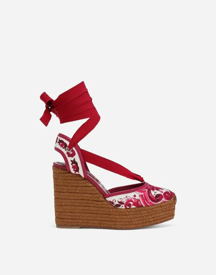 Dolce and Gabbana Sandals And Wedges Women Printed Brocade Fabric Wedge Sandals Multicolor Dolce and Gabbana Sandals And Wedges Women Printed Brocade Fabric Wedge Sandals Multicolor