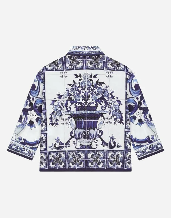 Dolce and Gabbana Shirts And Tops Children Majolicaprint Poplin Shirt Multicolor Dolce and Gabbana Shirts And Tops Children Majolicaprint Poplin Shirt Multicolor