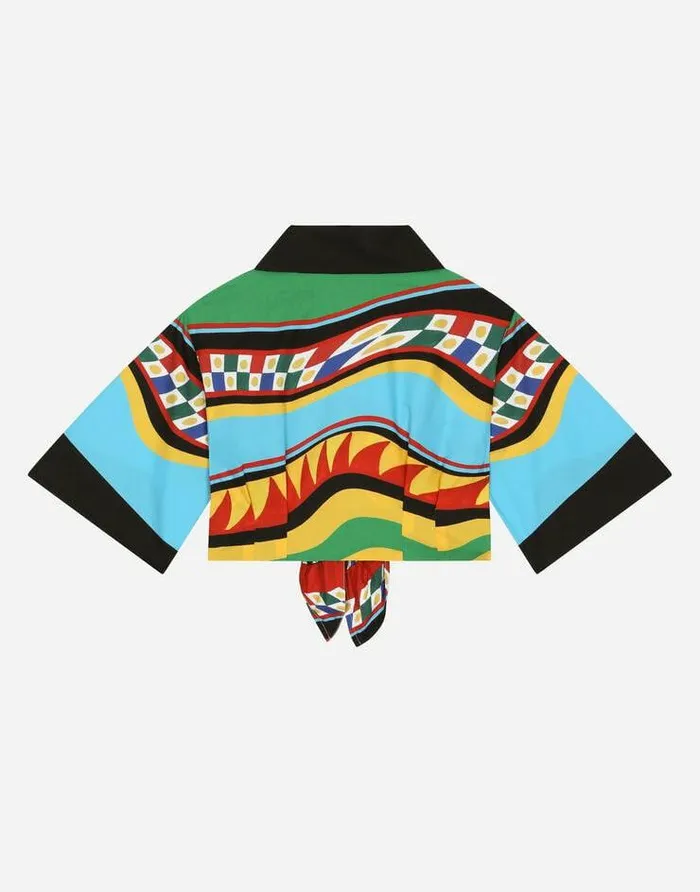 Dolce and Gabbana Shirts And Tops Children Shortsleeved Poplin Shirt With Carretto Print Multicolor Dolce and Gabbana Shirts And Tops Children Shortsleeved Poplin Shirt With Carretto Print Multicolor