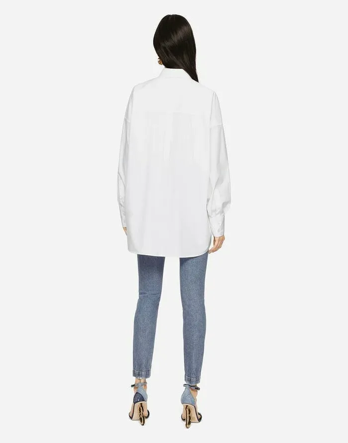 Dolce and Gabbana Shirts And Tops Women Cotton Shirt With Broderie Anglaise Detailing White Dolce and Gabbana Shirts And Tops Women Cotton Shirt With Broderie Anglaise Detailing White