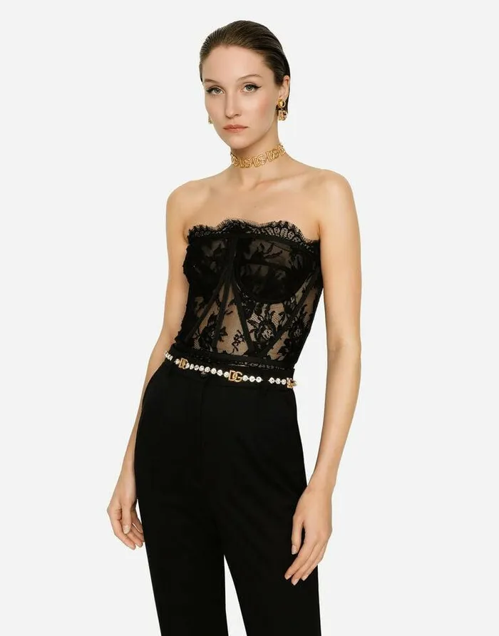 Dolce and Gabbana Shirts And Tops Women Lace Bustier Black