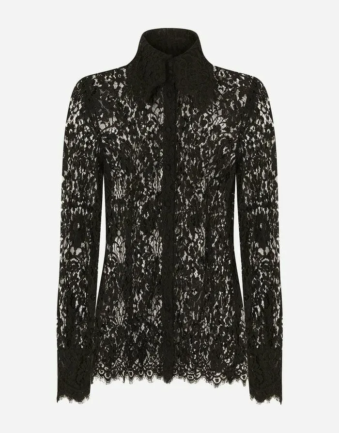 Dolce and Gabbana Shirts And Tops Women Lace Shirt Black