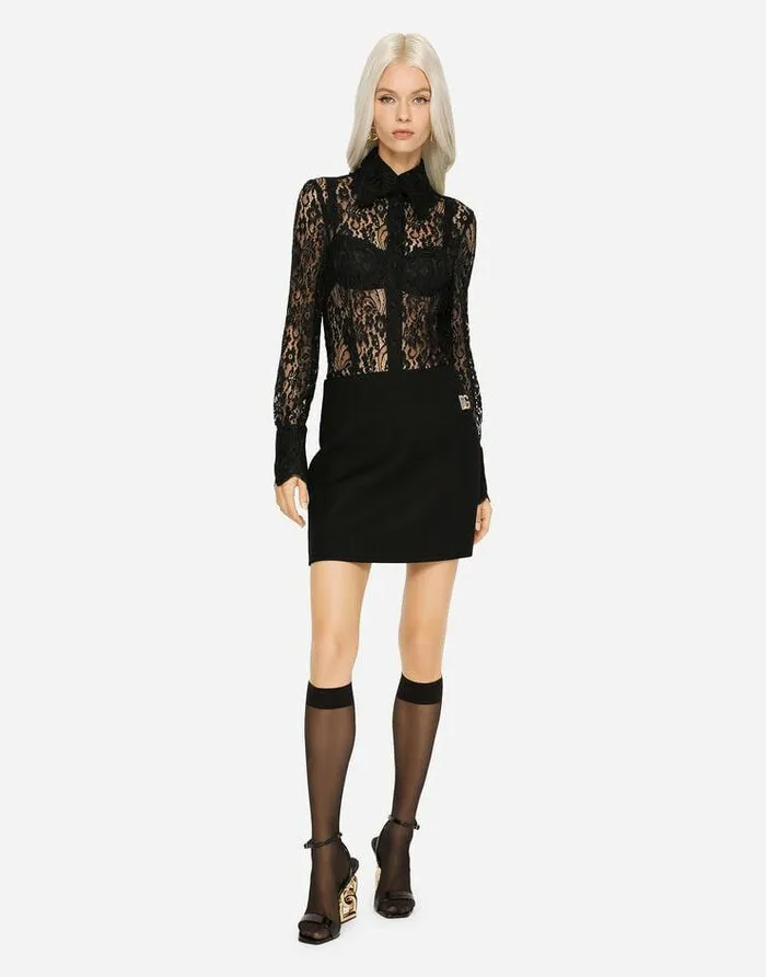 Dolce and Gabbana Shirts And Tops Women Lace Shirt Black Dolce and Gabbana Shirts And Tops Women Lace Shirt Black