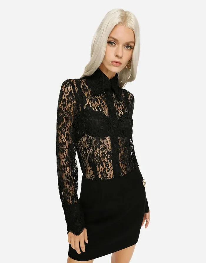Dolce and Gabbana Shirts And Tops Women Lace Shirt Black Dolce and Gabbana Shirts And Tops Women Lace Shirt Black