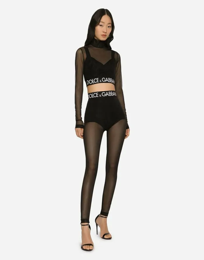 Dolce and Gabbana Shirts And Tops Women Tulle Turtleneck Top Black Dolce and Gabbana Shirts And Tops Women Tulle Turtleneck Top Black