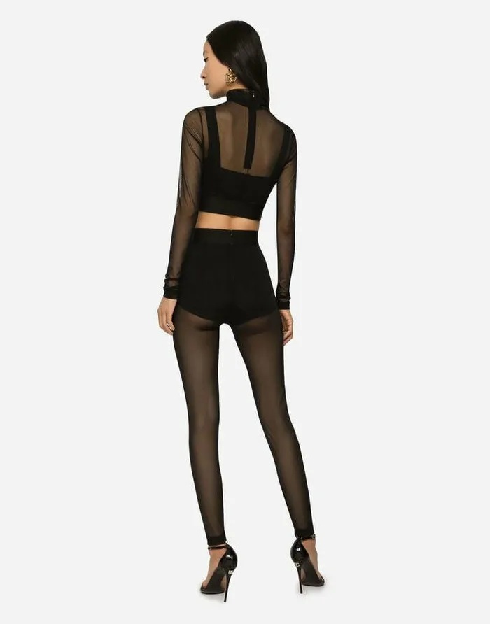 Dolce and Gabbana Shirts And Tops Women Tulle Turtleneck Top Black Dolce and Gabbana Shirts And Tops Women Tulle Turtleneck Top Black