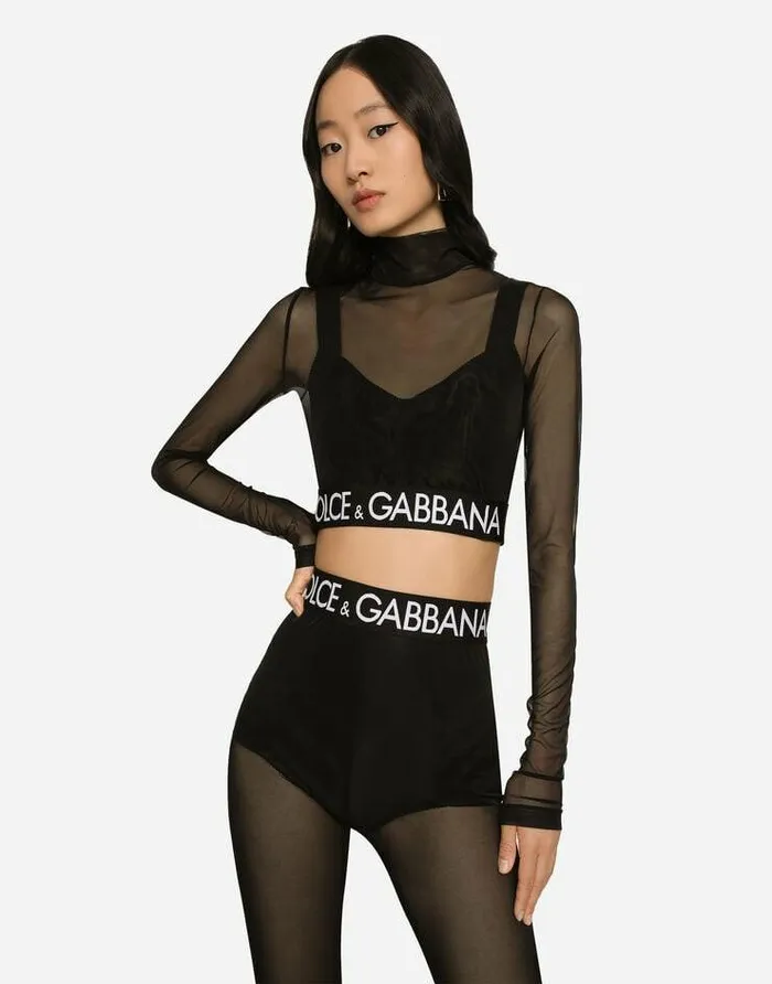 Dolce and Gabbana Shirts And Tops Women Tulle Turtleneck Top Black Dolce and Gabbana Shirts And Tops Women Tulle Turtleneck Top Black