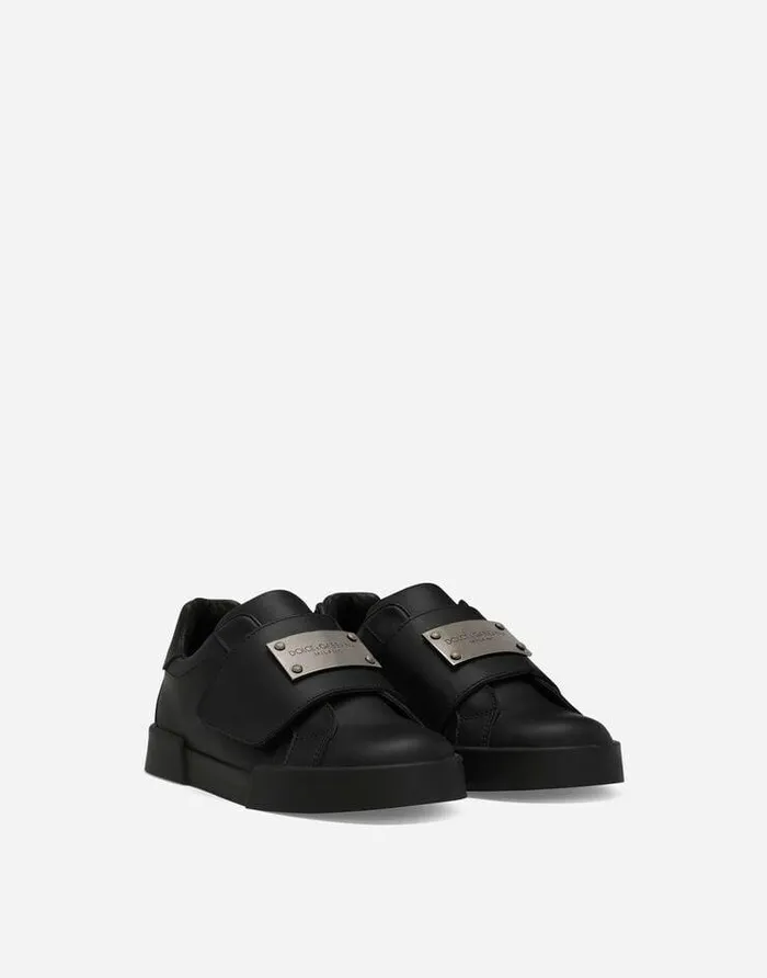 Dolce and Gabbana Shoes 2438 Children Calfskin Portofino Sneakers Black Dolce and Gabbana Shoes 2438 Children Calfskin Portofino Sneakers Black
