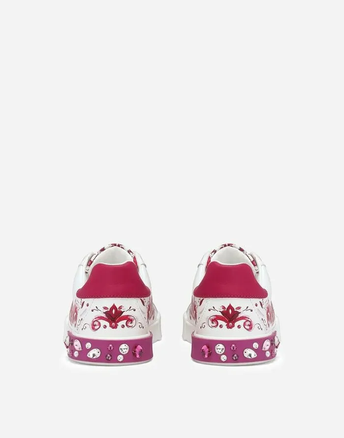 Dolce and Gabbana Shoes 2438 Children Printed Calfskin Portofino Sneakers Multicolor Dolce and Gabbana Shoes 2438 Children Printed Calfskin Portofino Sneakers Multicolor