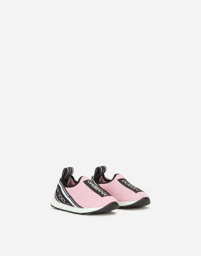 Dolce and Gabbana Shoes For First Steps 1926 Children Sorrento Slipon Sneakers With Logo Tape Pink Dolce and Gabbana Shoes For First Steps 1926 Children Sorrento Slipon Sneakers With Logo Tape Pink