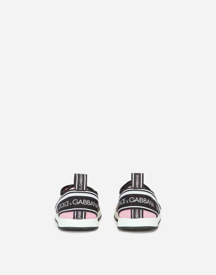 Dolce and Gabbana Shoes For First Steps 1926 Children Sorrento Slipon Sneakers With Logo Tape Pink Dolce and Gabbana Shoes For First Steps 1926 Children Sorrento Slipon Sneakers With Logo Tape Pink