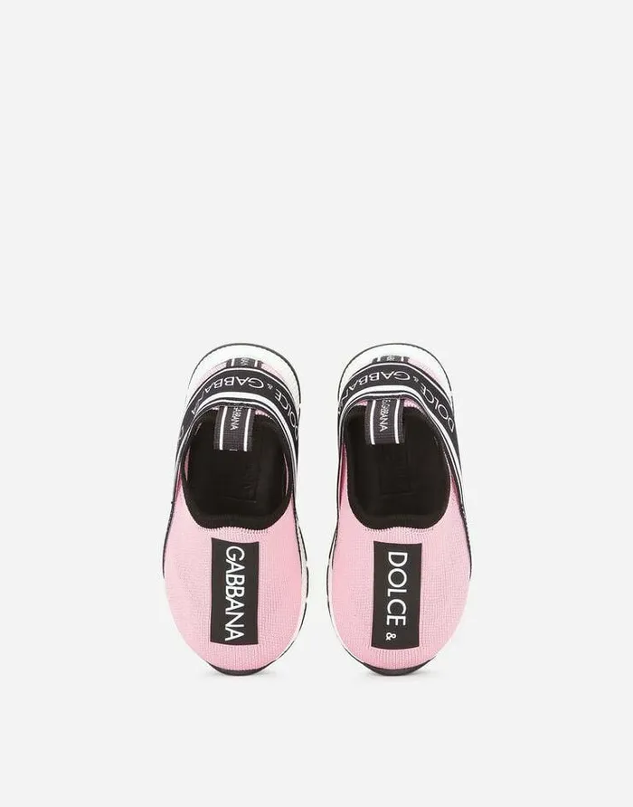Dolce and Gabbana Shoes For First Steps 1926 Children Sorrento Slipon Sneakers With Logo Tape Pink Dolce and Gabbana Shoes For First Steps 1926 Children Sorrento Slipon Sneakers With Logo Tape Pink