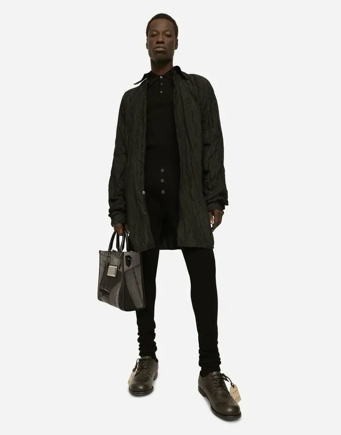 Dolce and Gabbana Shoppers Men Small Patchwork Denim Shopper Black Dolce and Gabbana Shoppers Men Small Patchwork Denim Shopper Black