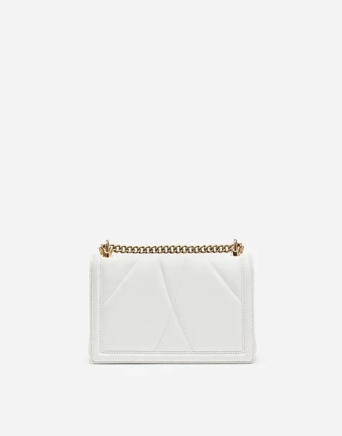 Dolce and Gabbana Shoulder And Crossbody Bags Women Medium Devotion Crossbody Bag In Quilted Nappa Leather Optical White Dolce and Gabbana Shoulder And Crossbody Bags Women Medium Devotion Crossbody Bag In Quilted Nappa Leather Optical White